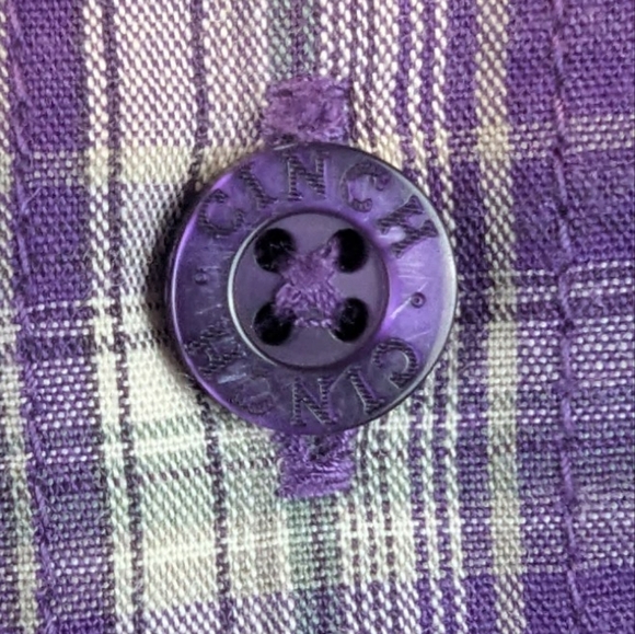Cinch Size 10 Boys Button Down Shirt Purple White Green - Picture 6 of 9